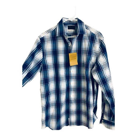 Thomas Dean collection blue striped classic contemporary button down shirt sz M - Picture 11 of 11